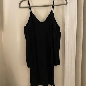 Black mini dress with cut out shoulder
